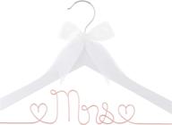 💍 ella celebration mrs wedding dress hanger, wooden and wire hangers for bride-to-be gown (white & rose gold wire) логотип