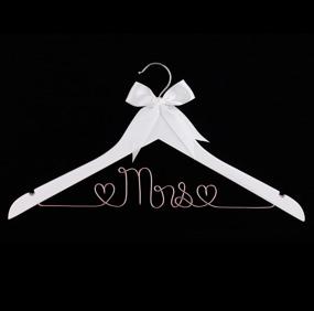 img 1 attached to 💍 Ella Celebration Mrs Wedding Dress Hanger, Wooden and Wire Hangers for Bride-to-Be Gown (White & Rose Gold Wire)