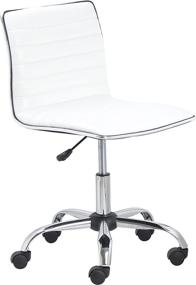 img 4 attached to 💺 BTEXPERT Swivel Mid Back Armless Ribbed Designer Task Chair - White: Stylish Leather Soft Upholstery Office Chair