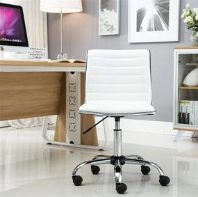 img 1 attached to 💺 BTEXPERT Swivel Mid Back Armless Ribbed Designer Task Chair - White: Stylish Leather Soft Upholstery Office Chair