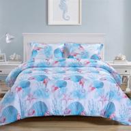 🌊 hombys blue seahorse 3-piece beach theme comforter set - queen/full size, all-season soft bedding with matching shams logo