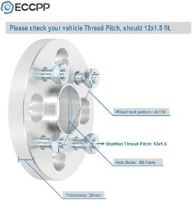 img 3 attached to 🔧 ECCPP 4x 4 Lug Wheel Spacers - 20mm Hubcentric for CRX, Civic, Del, Fit - 4x100mm/56.1mm - 12x1.5 Studs