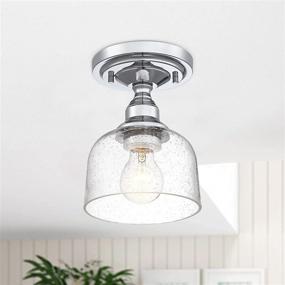 img 3 attached to 🔆 MOTINI Chrome Semi Flush Mount Ceiling Light Fixture with Clear Seeded Glass Shade for Entryway Passway Dining Room Bedroom Balcony Living Room, 1 Light Hallway Ceiling Light