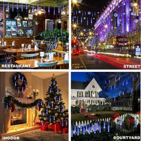 img 3 attached to 🎄 Zezuxy Christmas Lights Outdoor, Falling Rain Drop Icicle Cascading String Lights with 8 Tubes, Luces de Navidad para Exterior, Meteor Shower Lights, Perfect Gifts for Women, Christmas Tree Decorations, Blue