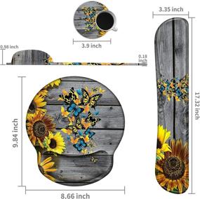 img 3 attached to 🌻 Sunflower Butterfly Design Keyboard Wrist Rest Pad and Mouse Pad Wrist Rest Support Set - Ergonomic Gaming Mousepad with Durable Smooth Surface and Non-Slip Base for Computer Laptop Home Office + Cute Coasters