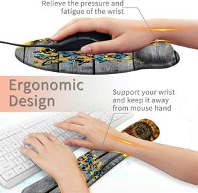 img 1 attached to 🌻 Sunflower Butterfly Design Keyboard Wrist Rest Pad and Mouse Pad Wrist Rest Support Set - Ergonomic Gaming Mousepad with Durable Smooth Surface and Non-Slip Base for Computer Laptop Home Office + Cute Coasters