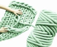 chunky braided knot throw blanket diy: arm knit green mint yarn, 2.3 lbs cozy jumbo extra cotton tube bulky giant yarn for weave craft crochet - 47 yards logo