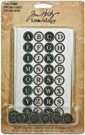 🔒 metal type charms by tim holtz idea-ology: 16 antique nickel finish charms, 11/16 inches, th92819 logo