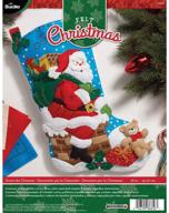 🎄 bucilla 18-inch down the chimney felt applique christmas stocking kit: create festive decor with ease! logo