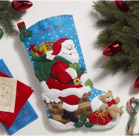 img 2 attached to 🎄 Bucilla 18-Inch Down The Chimney Felt Applique Christmas Stocking Kit: Create Festive Decor with Ease!