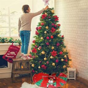 img 2 attached to 🎄 Рождественская круглая подставка для елки, 24 дюйма, красная, маленькая юбка для праздничных украшений