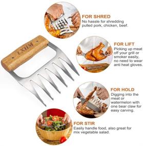 img 1 attached to 🍖 LXHM Meat Claws - Heat Resistant Pulled Pork Shredder with Wooden Handle - Ideal for Grilling, Handling, Lifting - Perfect for Shredding Turkey, Chicken, and Beef Brisket