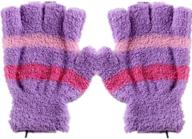 🧤 decvo usb 2.0 powered heated gloves fingerless hands warmer mittens with stripes heating pattern - knitting wool laptop computer warm gloves for women men girls boys (purple) logo