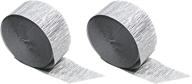 🎉 premium metallic silver crepe paper streamers, 2 rolls – made in usa logo