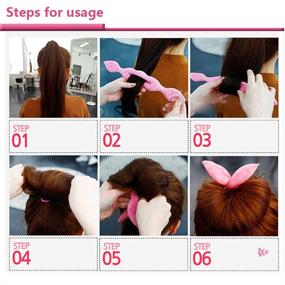 img 2 attached to 🌸 Hair Bun Maker Set - 4pcs, Deft Rabbit Ear Sponge Foam Donut Carlin Twist Hair Ponyo Styling Curl Bun Maker, Flexible & Reusable Bun Crown Twister - Floral
