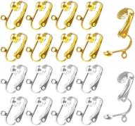 easy-open 40pcs clip on earring converter: granmp clip earring findings for crafts, silver gold logo