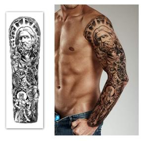 img 2 attached to 💧 High-Quality Waterproof Temporary Tattoos: 8 Sheets of Full Arm and Shoulder Tattoos, 8 Sheets of Half Arm Tattoos – Long-Lasting Tattoo Stickers for Men and Women (22.83"X7.1")