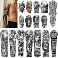 💧 high-quality waterproof temporary tattoos: 8 sheets of full arm and shoulder tattoos, 8 sheets of half arm tattoos – long-lasting tattoo stickers for men and women (22.83"x7.1") logo