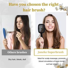 img 2 attached to 🇷🇺 "💇 Janeke Superbrush распутывающая щетка - антистатическая расческа для влажных или сухих волос - гибкая с нейлоновым ворсом - подходит для всех типов волос (длинных, густых, кудрявых) - оригинальное итальянское патентованное изделие (черный)