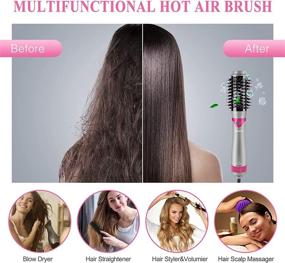 img 3 attached to 💨 3-in-1 Hair Dryer Brush with Negative Ionic Technology - Zeonetak Hot Air Brush with Interchangeable Hair Styler & Volumizer Attachments for Straightening, Curling, and Drying