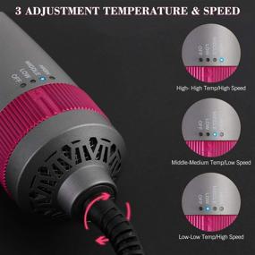 img 1 attached to 💨 3-in-1 Hair Dryer Brush with Negative Ionic Technology - Zeonetak Hot Air Brush with Interchangeable Hair Styler & Volumizer Attachments for Straightening, Curling, and Drying