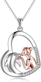 img 4 attached to 🐬 Dolphin Love Heart Pendant Necklace in Sterling Silver - Ideal Gift for Women, Teens, Girls, and Dolphin Enthusiasts