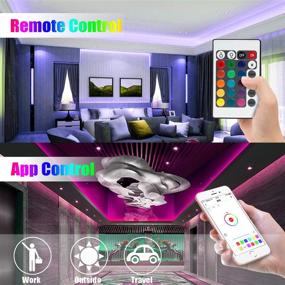 img 1 attached to 📱 Smartphone Controlled WiFi LED Strip Lights with Music Sync, RGB 32.8 FT LED Tape Light for Android iOS, Alexa, Google Assistant - Perfect for Room,TV, Party, DIY Decoration