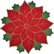 🎄 halo christmas tree stand mat: 23inch linen quilted & embroidered red/green - protects floor & enhances holiday decor логотип