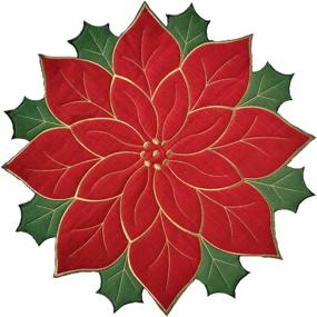 img 4 attached to 🎄 Halo Christmas Tree Stand Mat: 23inch Linen Quilted & Embroidered Red/Green - Protects Floor & Enhances Holiday Decor