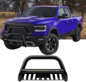 img 3 attached to 🚗 AUTOSAVER88 Bull Bar with LED Light Bar for Dodge RAM 1500 - Premium Tubing Front Grille Brush Push Bumper Guard with Skid Plate Light Mount