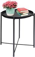 🪑 versatile metal tray table: waterproof, foldable, and removable for indoor & outdoor use in living room, bedroom, balcony, office - black finish logo