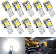 kitchasy led bulb 194 168, 175 2825 158 w5w 2825 t10 wedge, 6000k white upgrade with 5 💡 smd 5050 chipset light for car interior dome, map, courtesy, license, parking side marker lights - pack of 10 (white) logo