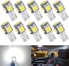 img 4 attached to Kitchasy LED Bulb 194 168, 175 2825 158 W5W 2825 T10 Wedge, 6000K White Upgrade with 5 💡 SMD 5050 Chipset Light for Car Interior Dome, Map, Courtesy, License, Parking Side Marker Lights - Pack of 10 (White)