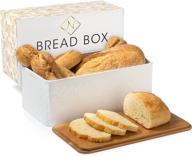 🍞 bamboo wood lid bread box - enhance freshness with modern style - white metal bread bin for kitchen countertop organization logo