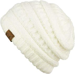 img 3 attached to 🎩 C.C Women's Chenille Soft Warm Thick Knit Beanie Hat Cap