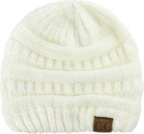 img 4 attached to 🎩 C.C Women's Chenille Soft Warm Thick Knit Beanie Hat Cap