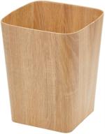 🗑️ mdesign square trash can wastebasket: natural/tan wood print for bathrooms, powder rooms, kitchens & home offices logo