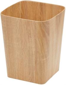 img 4 attached to 🗑️ mDesign Square Trash Can Wastebasket: Natural/Tan Wood Print for Bathrooms, Powder Rooms, Kitchens & Home Offices