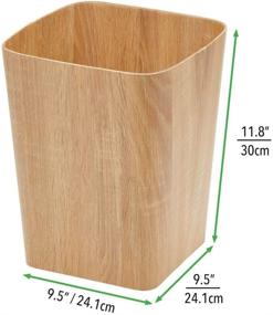 img 2 attached to 🗑️ mDesign Square Trash Can Wastebasket: Natural/Tan Wood Print for Bathrooms, Powder Rooms, Kitchens & Home Offices