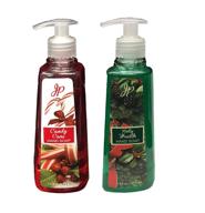 🎄 christmas holiday scented nourishing hand wash soap - pack of 2 scents, 14 fl oz each (holly wreath and candy cane) logo