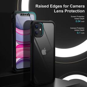 img 1 attached to 📱 YOUMAKER Design for iPhone 11 Case: Clear Tempered Glass Protection with Screen Protector - Onyx, 6.1 Inch