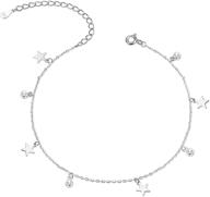 925 серебряный браслет на голене с звездой луна в cubic zirconia для женщин - регулируемое браслет на голене, пляжные украшения, стиль c - milacolato логотип