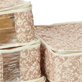 img 1 attached to 📦 Tan Hudson Damask China Storage Container Set - 8-Piece Homewear Collection