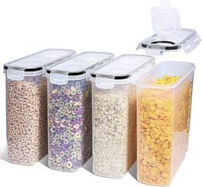 img 4 attached to 🍱 ComSaf Airtight Large Food Storage Containers Set of 4 - Keep Your Pantry Organized with BPA Free Plastic Canisters for Cereal, Flour, Sugar, and Baking Supplies