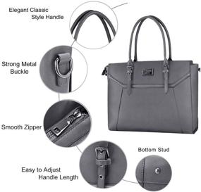 img 2 attached to 👜 MOSISO Gray Laptop Tote Bag with Shockproof Compartment for Women (16 inch)