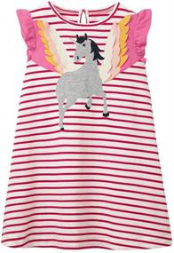 img 4 attached to 👗 Eocom Little Girls Soft Summer Cotton Short Sleeve Dresses T-Shirt Casual Cartoon Dress Outfit (2-7 Years) - Improved SEO