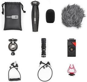 img 3 attached to Улучшите свои блоги с USKEYVISION Video Microphone Kit - Vlog K1: микрофон, штатив, шаровая головка и зажим для телефона для iPhone/смартфона/камер.