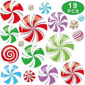 img 1 attached to Vibrant Peppermint Cutouts: Festive Candy Christmas Wall Décor - 19PCS Holiday Cut-Outs