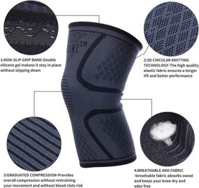 img 3 attached to 👣 ETUKUNI 2 Pack Knee Compression Sleeve: Pain Relief & Support for Arthritis, ACL, Meniscus Tear