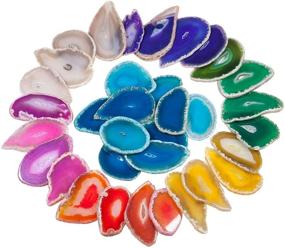img 4 attached to 🌈 Rockcloud 10 Pcs Agate Light Table Slices - Healing Crystals geode stones for Home Decoration, Jewelry Making - Multi-Color Irregular Geode Stones